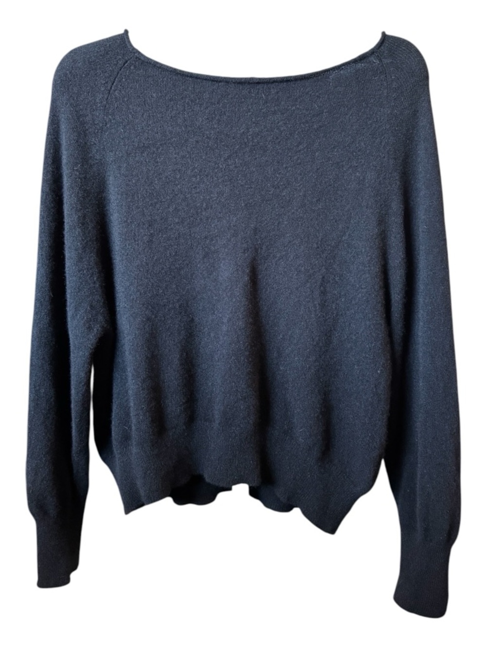 Quince Black Boatneck 100% Mongolian Cashmere Lightweight Sweater